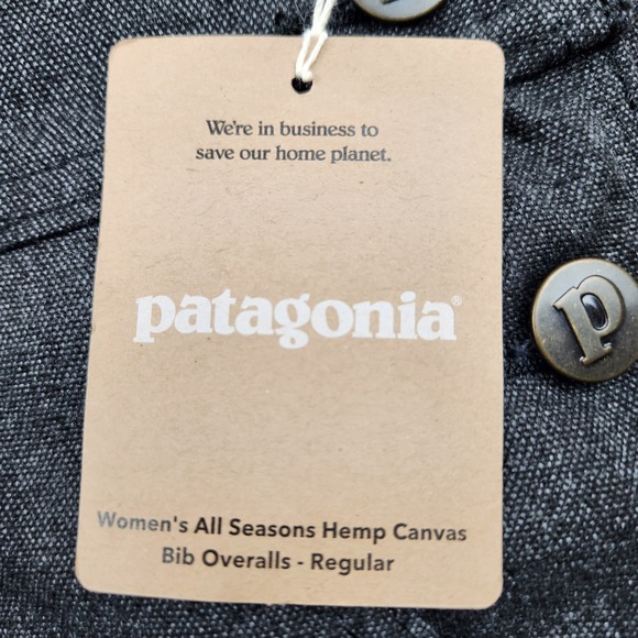 Patagonia All Seasons Hemp Canvas Bib Overalls Ink Black 56426 Womens Medium REG - Picture 3 of 14